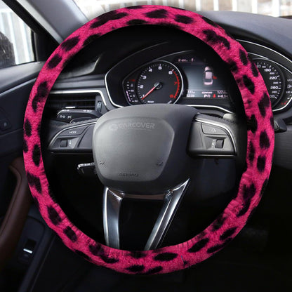 Pink Cheetah Skin Steering Wheel Cover Custom Animal Skin Printed Car Interior Accessories