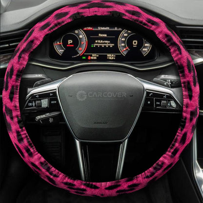 Pink Cheetah Skin Steering Wheel Cover Custom Animal Skin Printed Car Interior Accessories