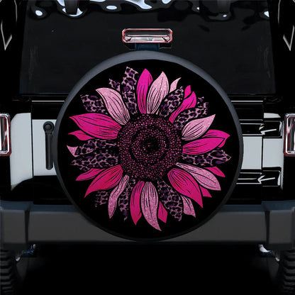 Pink Cheetah Sunflower Jeep Car Leather Spare Tire Cover - PersonalizedFury