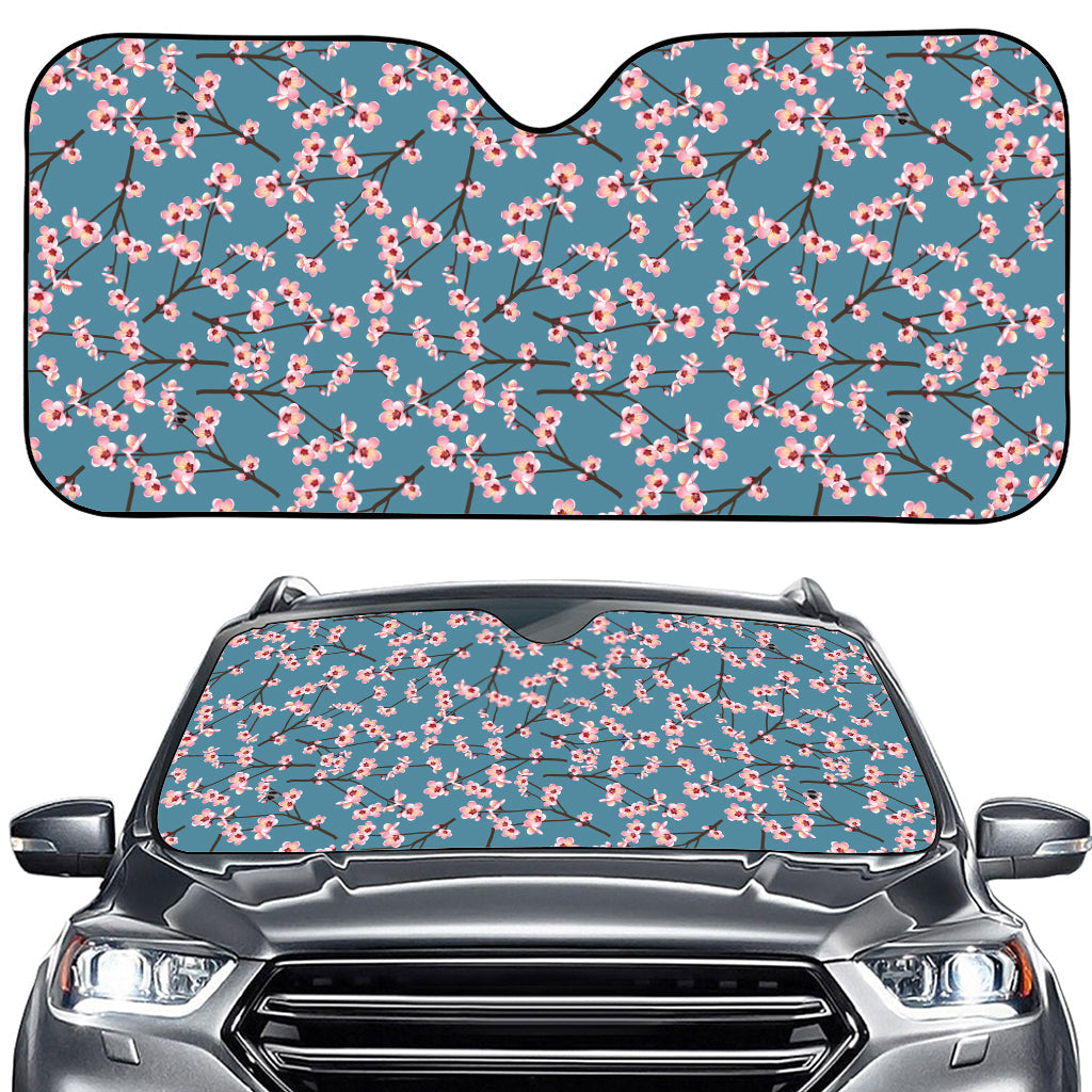 Pink Cherry Blossom Pattern Print Car Windshield Sun Shade