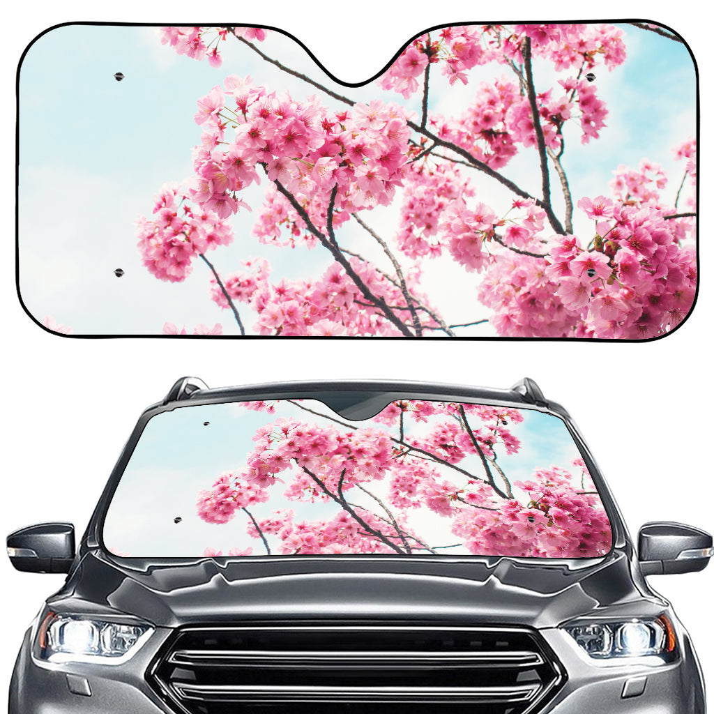 Pink Cherry Blossom Print Car Windshield Sun Shade