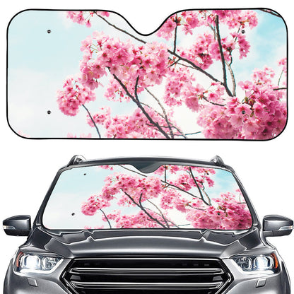 Pink Cherry Blossom Print Car Windshield Sun Shade