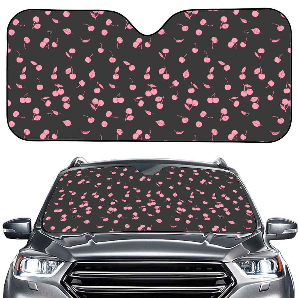 Pink Cherry Pattern Print Car Windshield Sun Shade