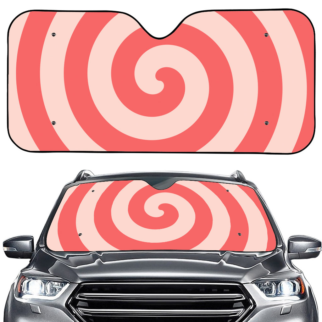 Pink Circle Swirl Print Car Windshield Sun Shade