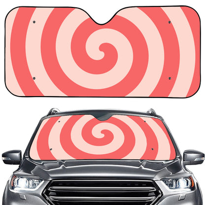 Pink Circle Swirl Print Car Windshield Sun Shade