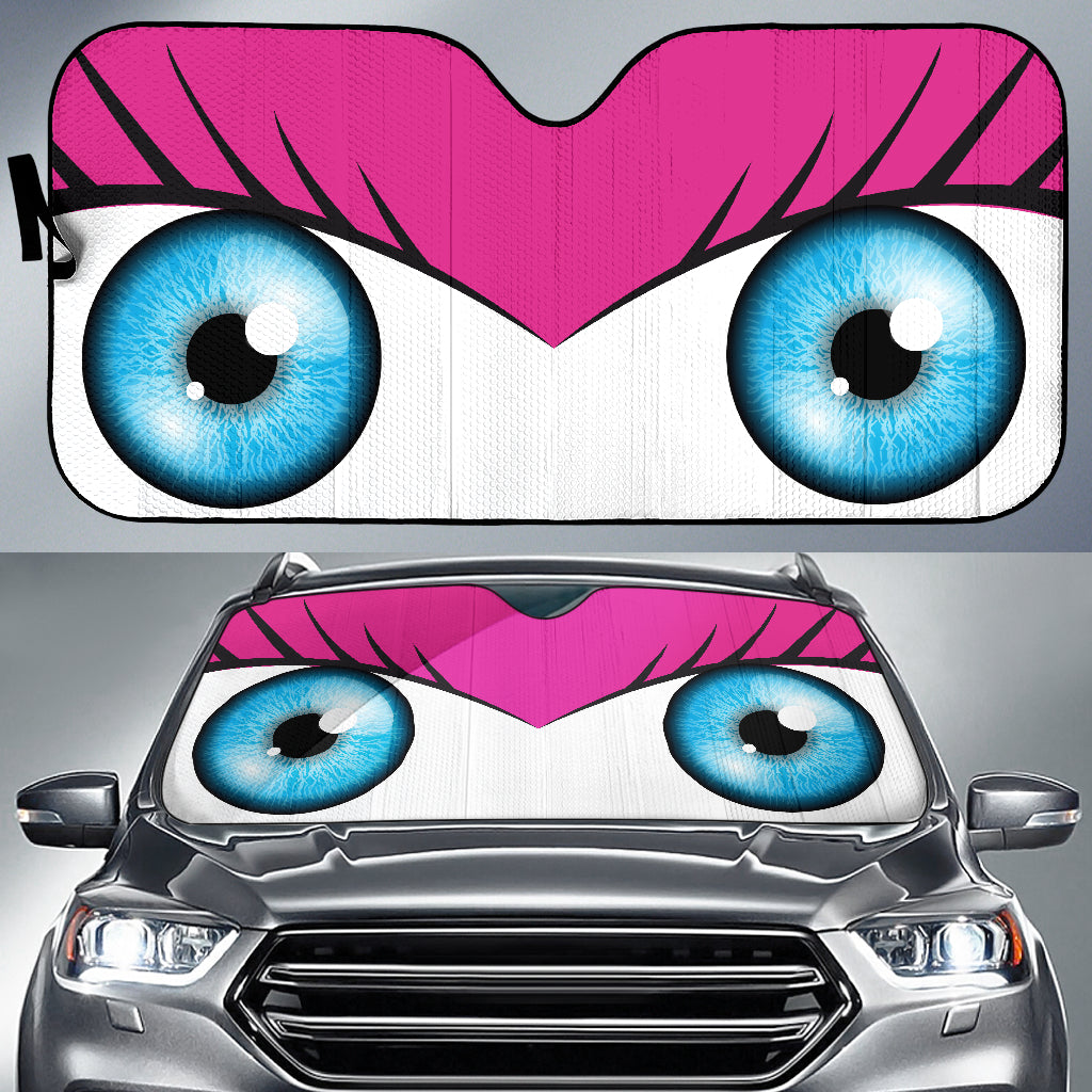 Pink Cute Eyes Cartoon Auto Sun Shades