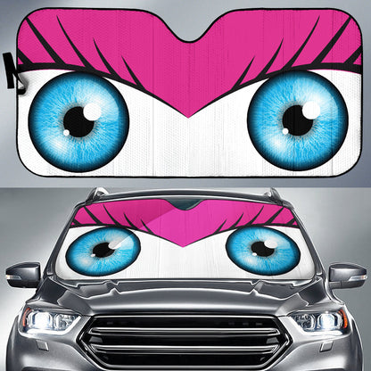 Pink Cute Eyes Cartoon Auto Sun Shades