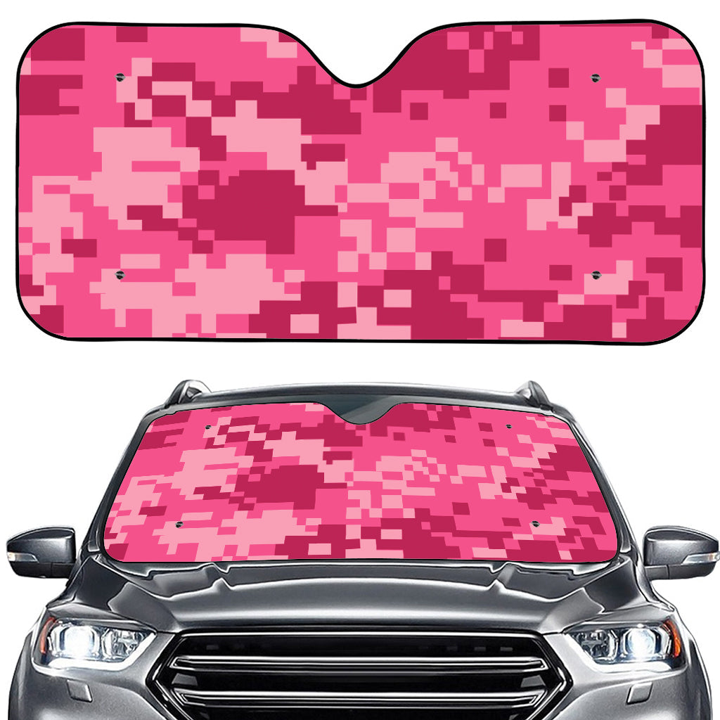 Pink Digital Camo Pattern Print Car Windshield Sun Shade