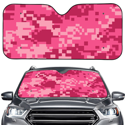 Pink Digital Camo Pattern Print Car Windshield Sun Shade
