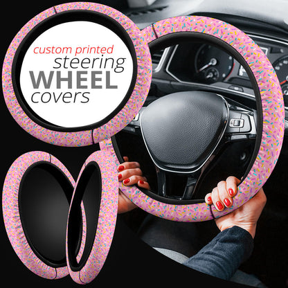 Pink Donut Premium Car Steering Wheel Cover