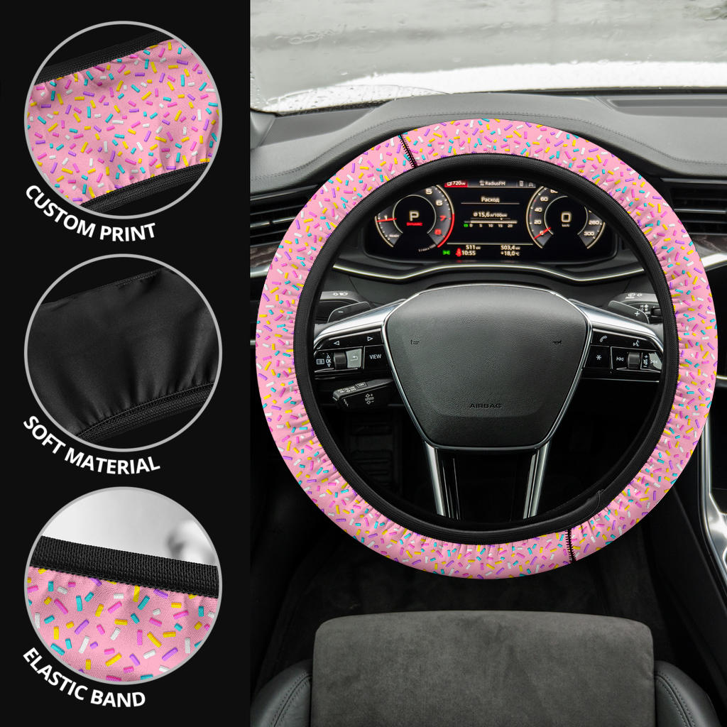 Pink Donut Premium Car Steering Wheel Cover