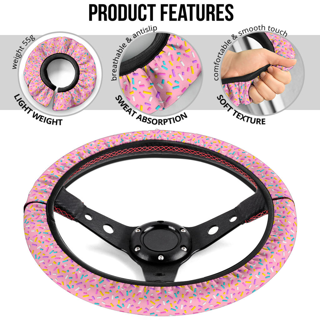 Pink Donut Premium Car Steering Wheel Cover