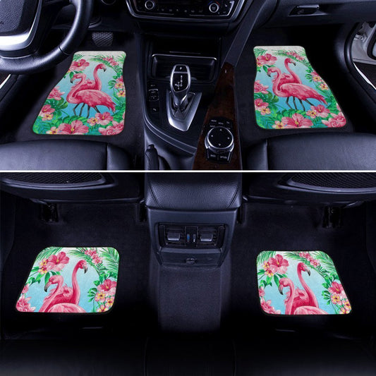 Pink Flamingo Car Floor Mats Custom Tropical Flower Car Accessories