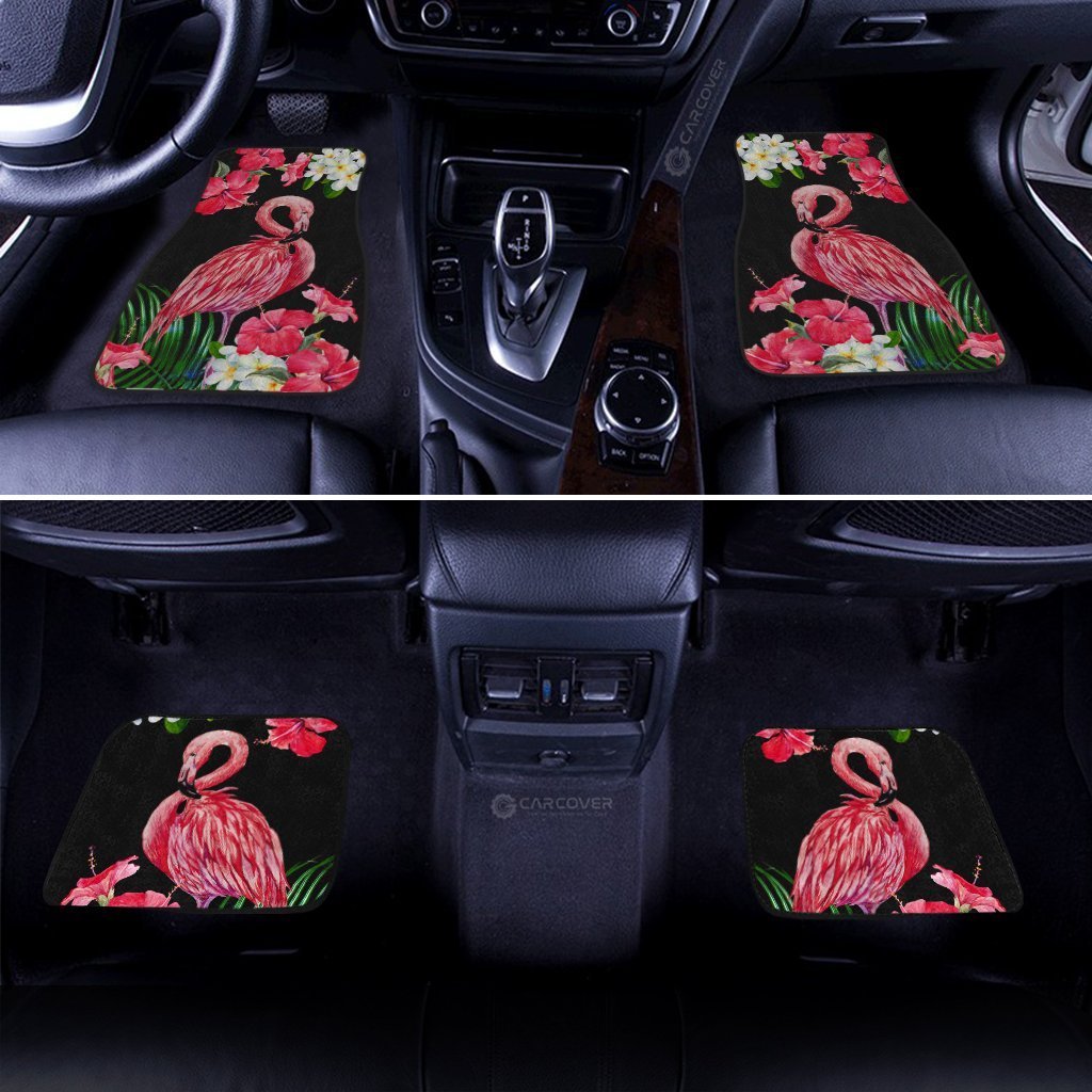 Pink Flamingo Car Floor Mats Custom Tropical Flower Car Interior Accessories