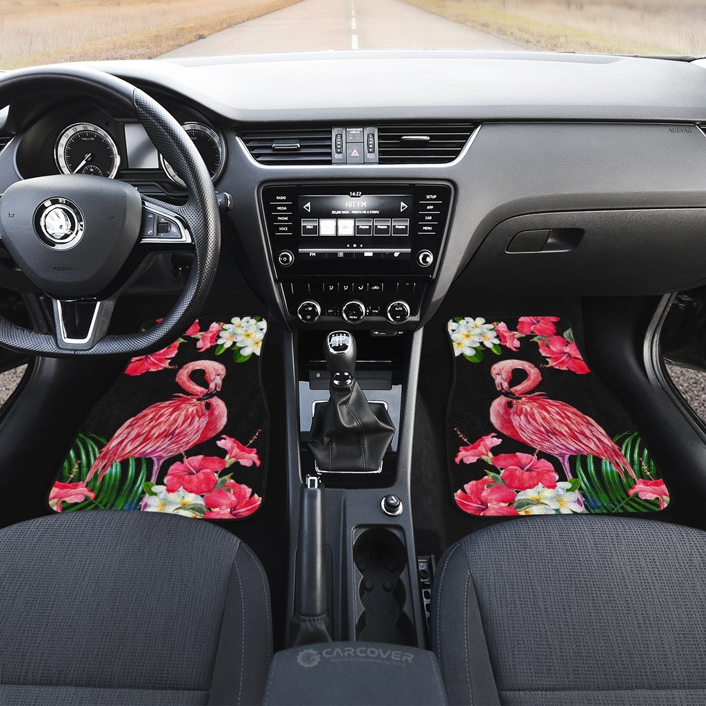 Pink Flamingo Car Floor Mats Custom Tropical Flower Car Interior Accessories