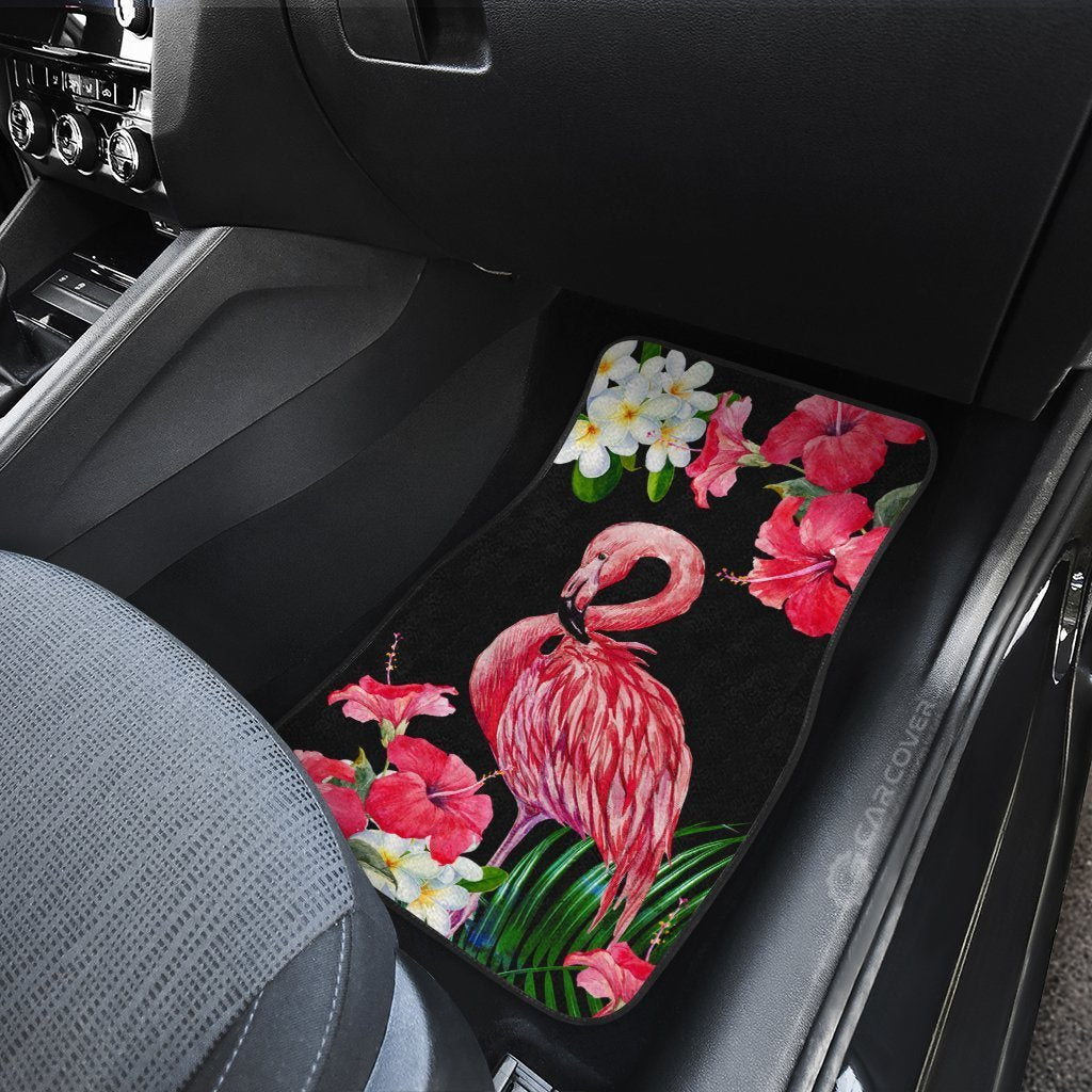 Pink Flamingo Car Floor Mats Custom Tropical Flower Car Interior Accessories
