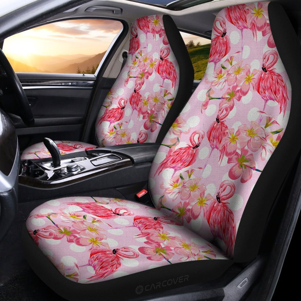 Pink Flamingo Car Seat Covers Custom Flower Car Interior Accessories