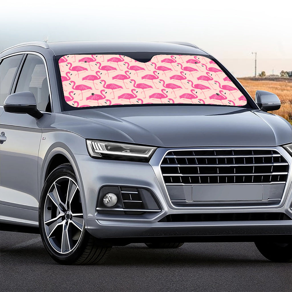 Pink Flamingo Pattern Print Car Windshield Sun Shade