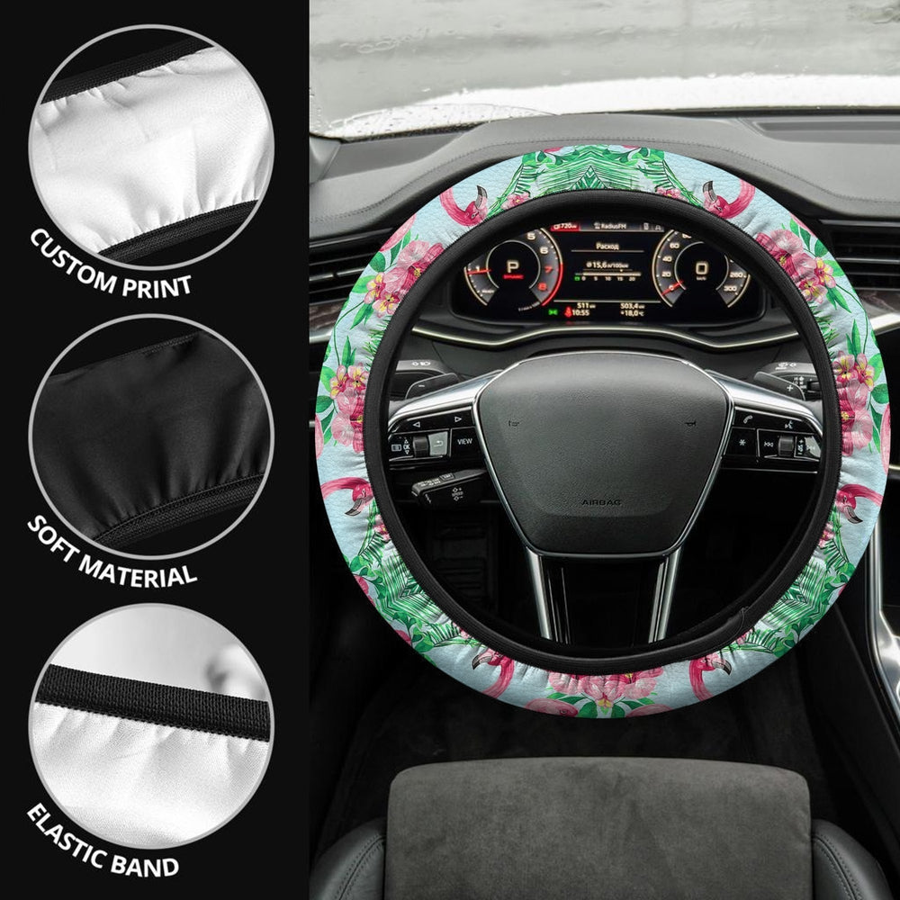 Pink Flamingo Steering Wheel Covers Custom Hawaiian Style Car Accessories