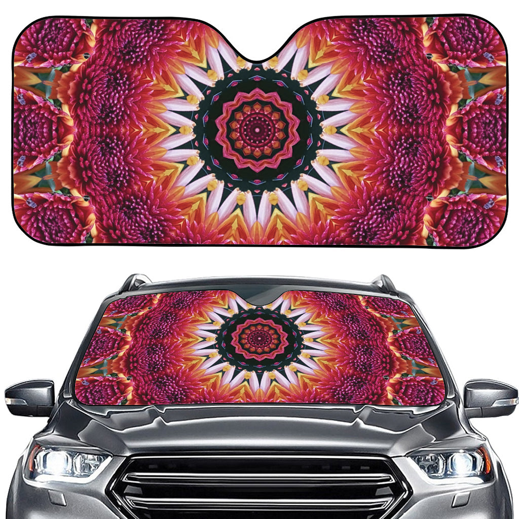Pink Flower Kaleidoscope Print Car Windshield Sun Shade