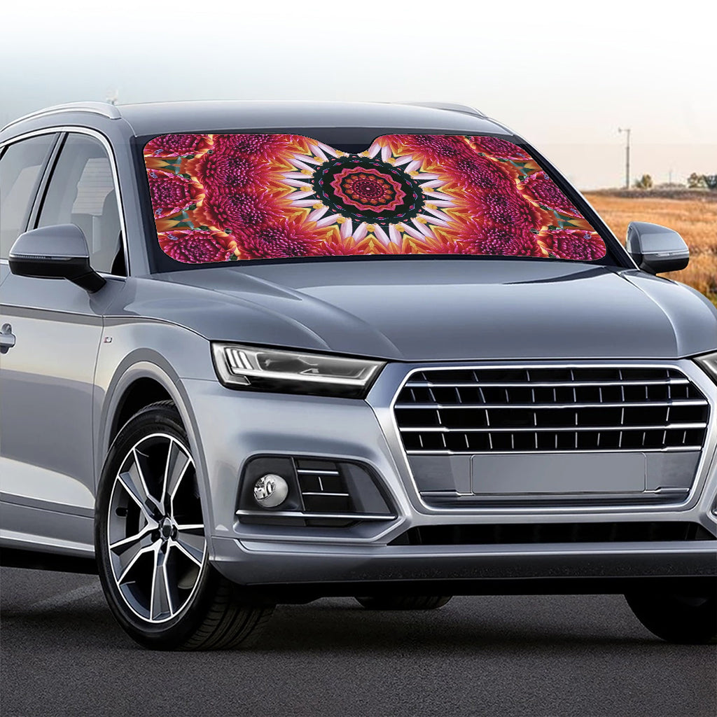 Pink Flower Kaleidoscope Print Car Windshield Sun Shade