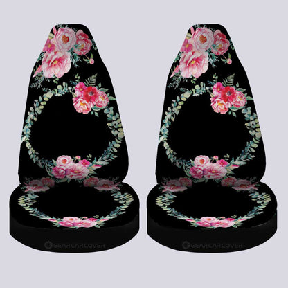 Pink Flowers Car Seat Covers Custom Personalized Name Car Accessories