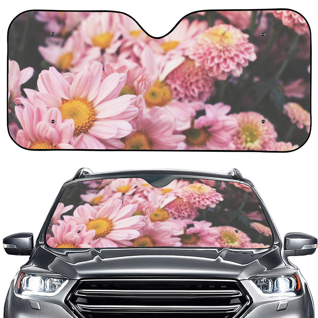Pink Flowers Print Car Windshield Sun Shade