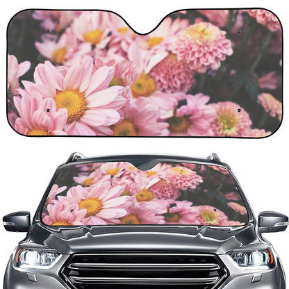 Pink Flowers Print Car Windshield Sun Shade