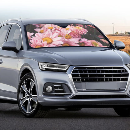 Pink Flowers Print Car Windshield Sun Shade
