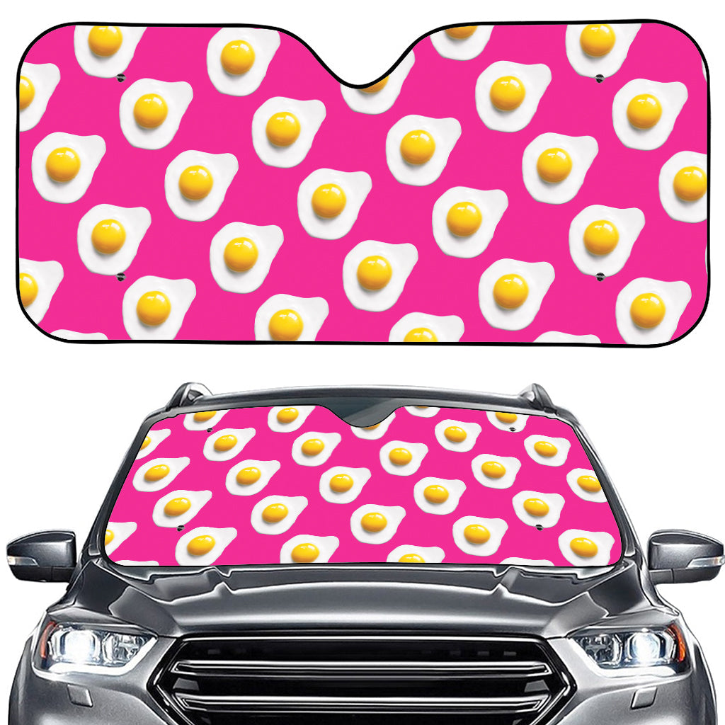 Pink Fried Eggs Pattern Print Car Windshield Sun Shade