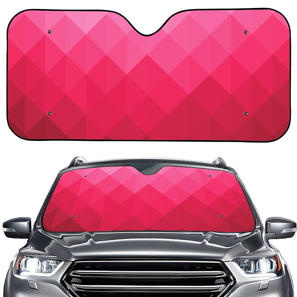 Pink Geometric Square Pattern Print Car Windshield Sun Shade