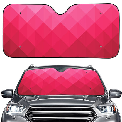 Pink Geometric Square Pattern Print Car Windshield Sun Shade