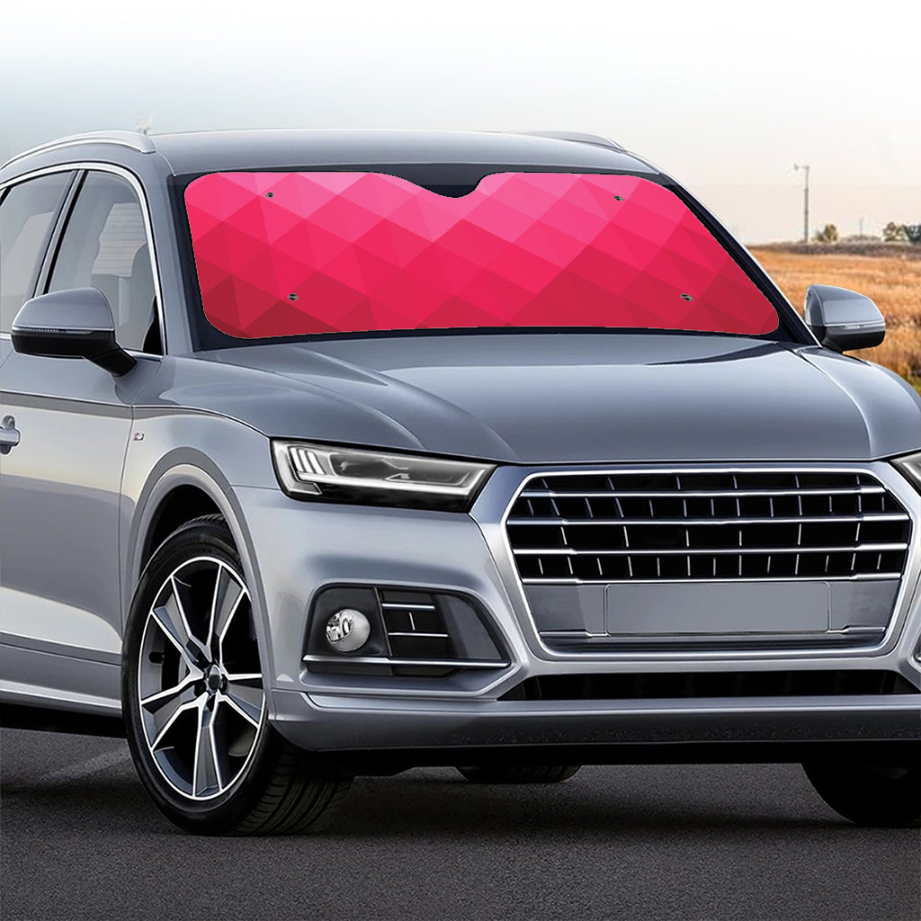 Pink Geometric Square Pattern Print Car Windshield Sun Shade
