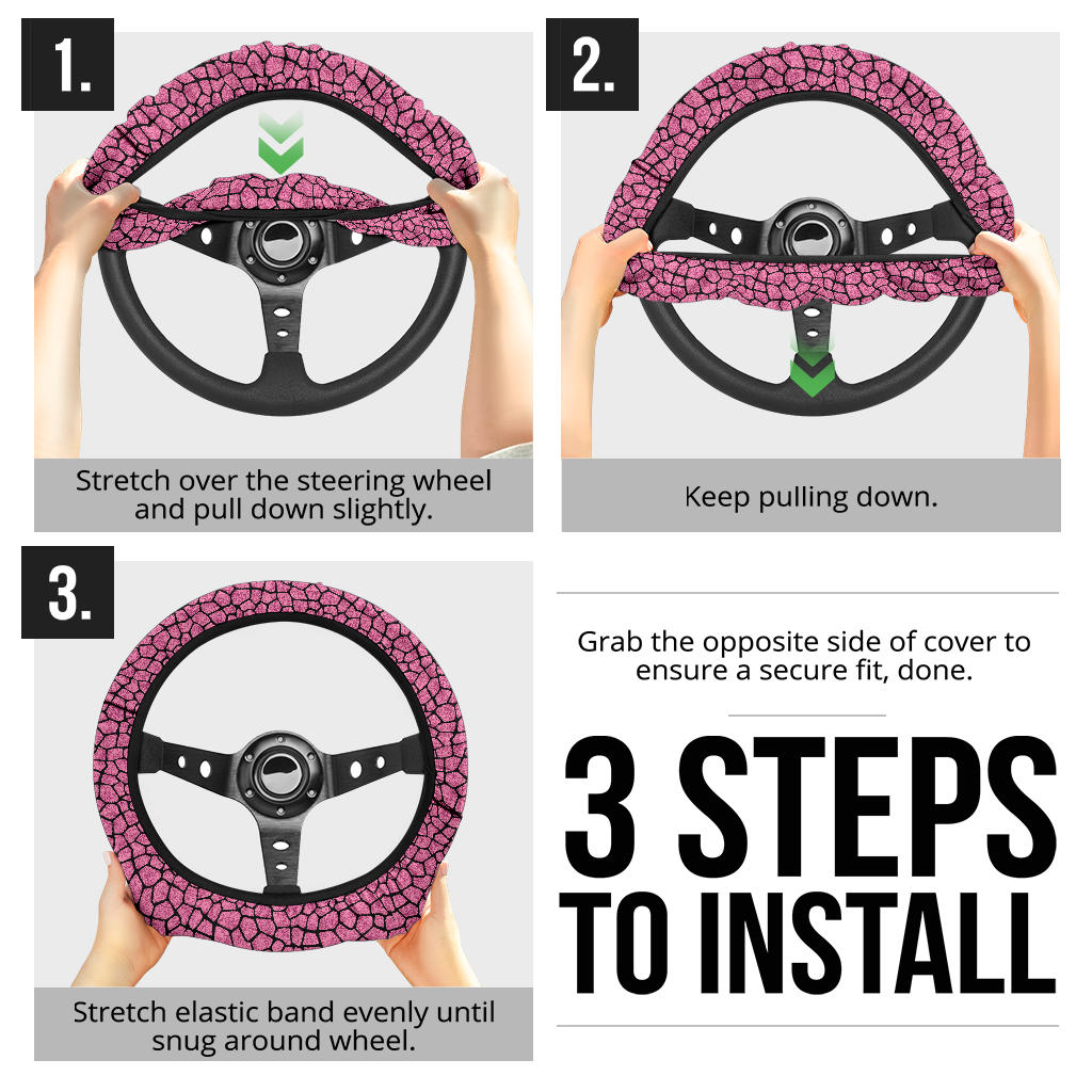 Pink Girafee Premium Car Steering Wheel Cover