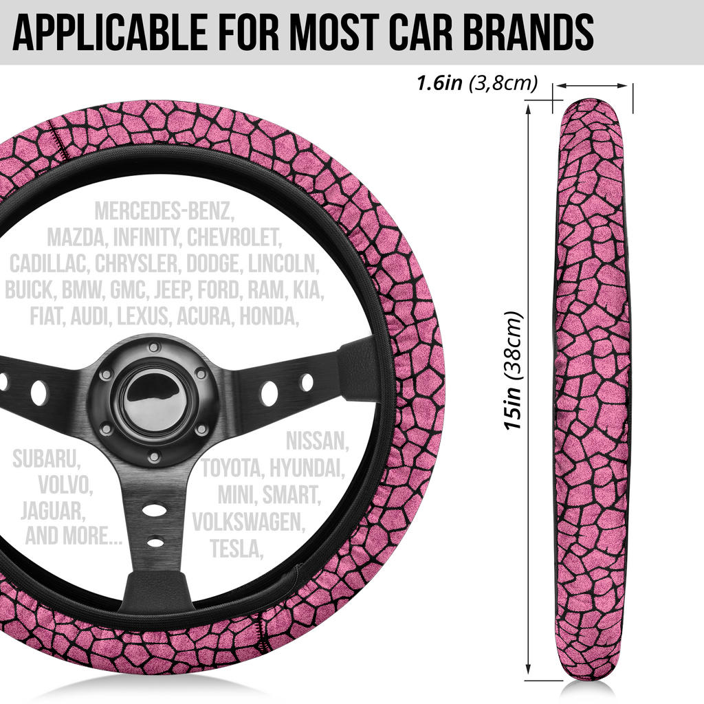 Pink Girafee Premium Car Steering Wheel Cover