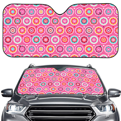 Pink Girly Flower Pattern Print Car Windshield Sun Shade