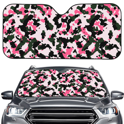 Pink Green And Black Camouflage Print Car Windshield Sun Shade