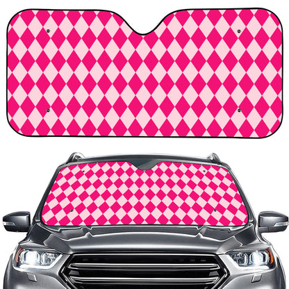 Pink Harlequin Pattern Print Car Windshield Sun Shade