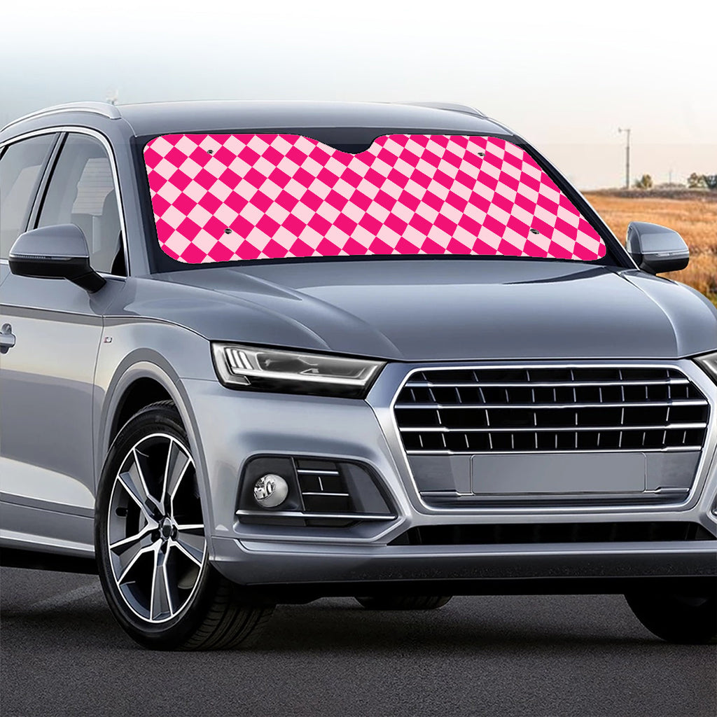 Pink Harlequin Pattern Print Car Windshield Sun Shade