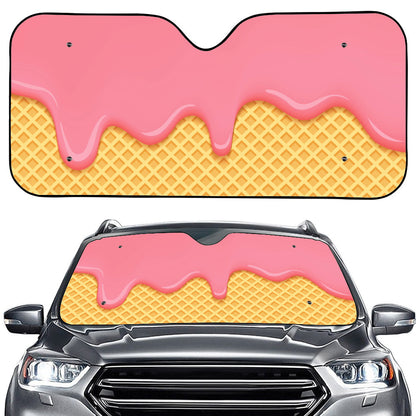 Pink Ice Cream Melted Print Car Windshield Sun Shade