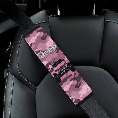 Pink Jeep Camouflage Car Seat Belt Cover Custom Car Accessories - PersonalizedFury