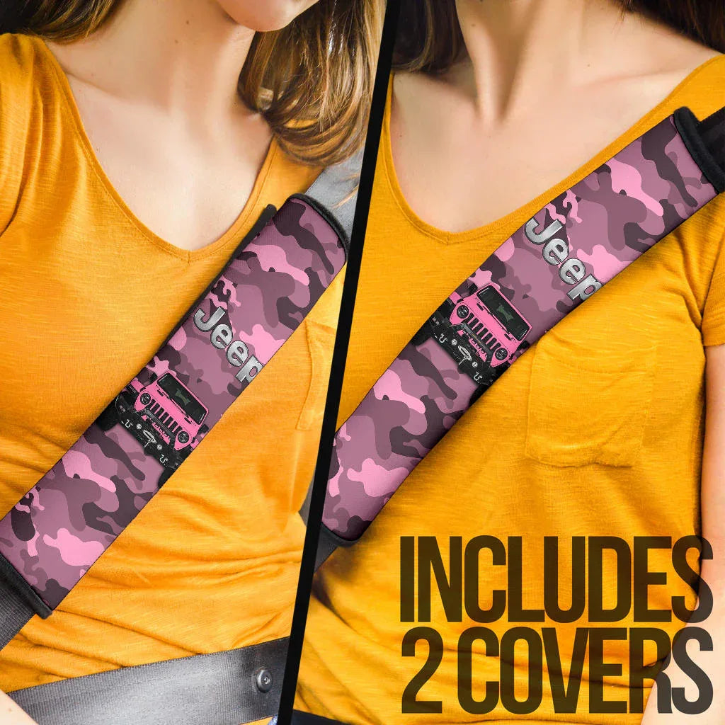 Pink Jeep Camouflage Car Seat Belt Cover Custom Car Accessories - PersonalizedFury