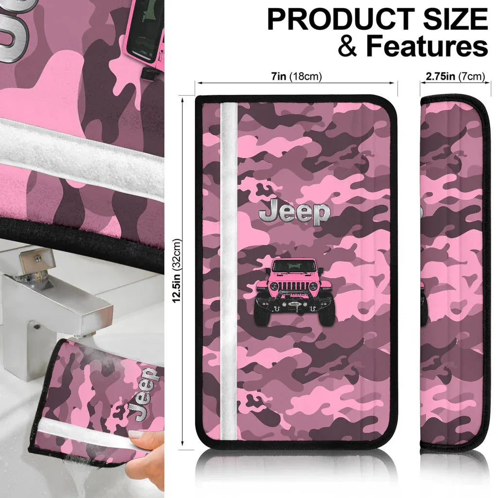 Pink Jeep Camouflage Car Seat Belt Cover Custom Car Accessories - PersonalizedFury