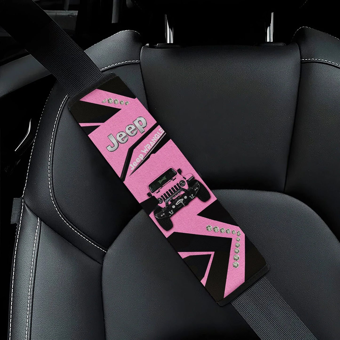 Pink Jeep Car Seat Belt Cover Custom Car Accessories - PersonalizedFury