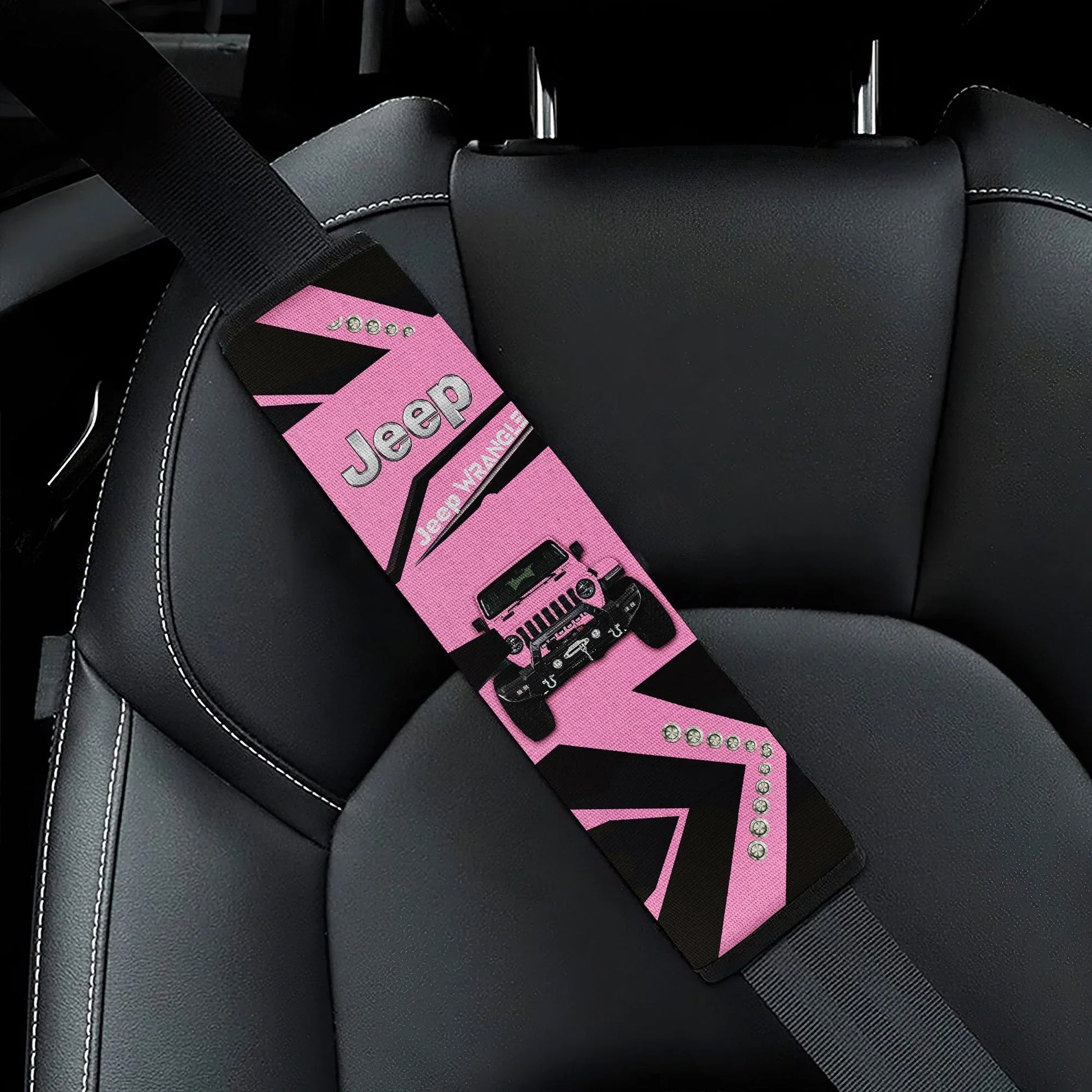 Pink Jeep Car Seat Belt Cover Custom Car Accessories - PersonalizedFury