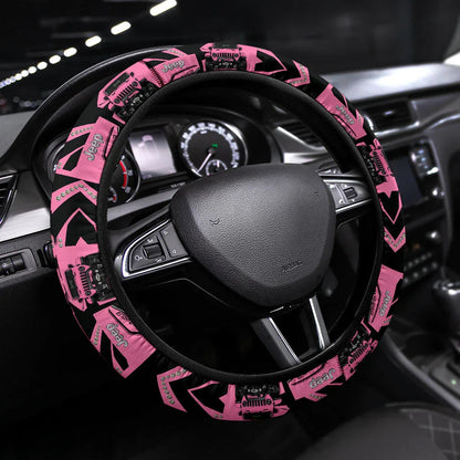 Pink Jeep Car Steering Wheel Cover - PersonalizedFury