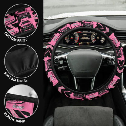 Pink Jeep Car Steering Wheel Cover - PersonalizedFury