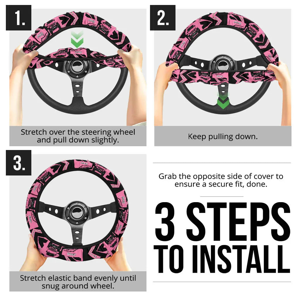 Pink Jeep Car Steering Wheel Cover - PersonalizedFury