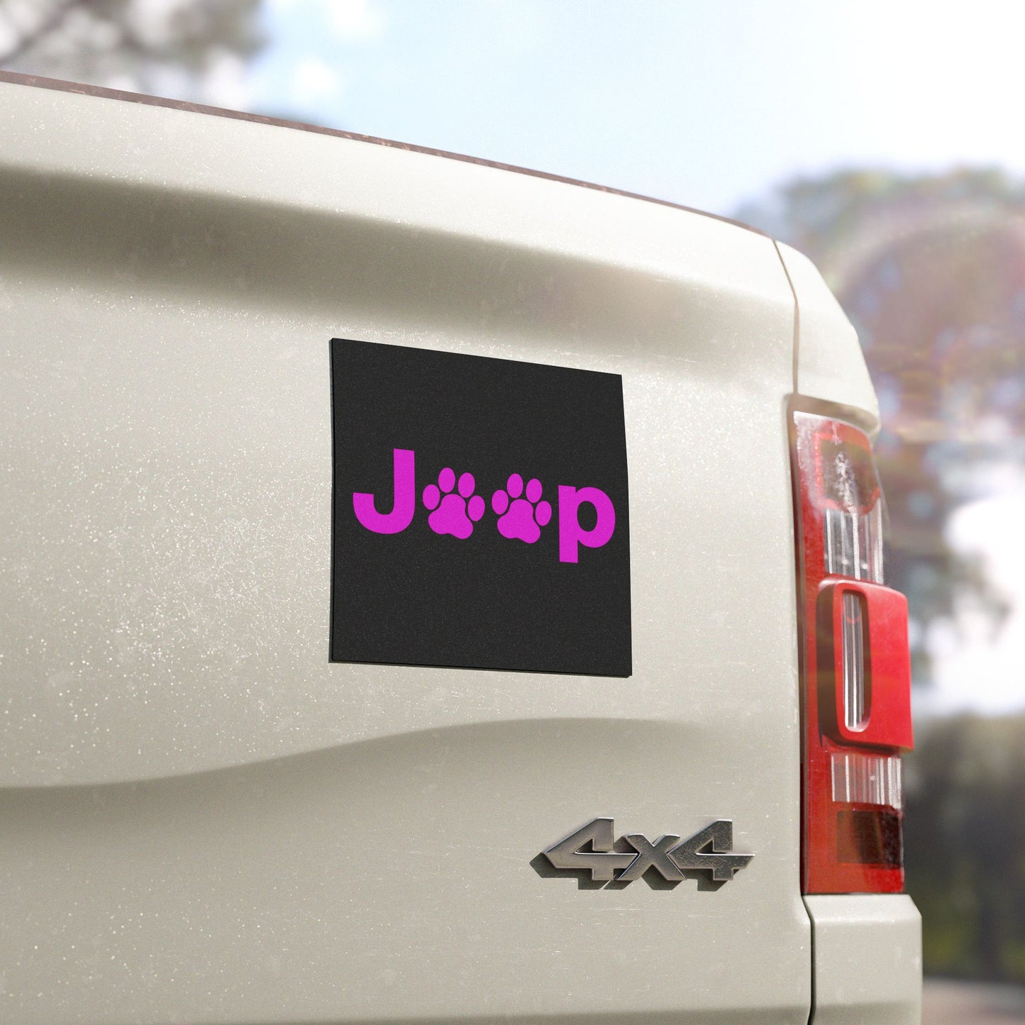 Pink Jeep Dog Paw Car Magnets