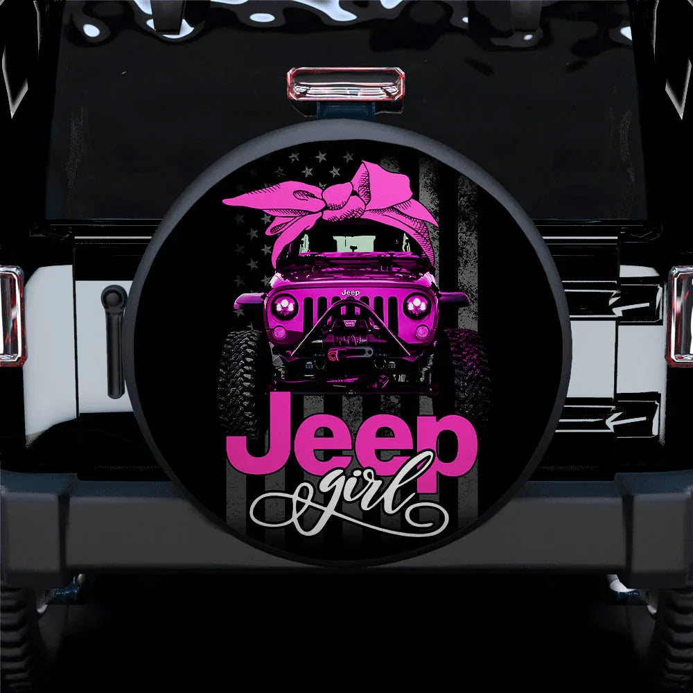 Pink Jeep Girl Car Leather Spare Tire Cover - PersonalizedFury